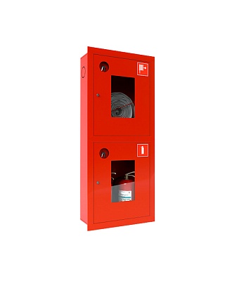 Шкаф для пожарного крана ШПК-320ВОК (встроенный, открытый, красный), фото