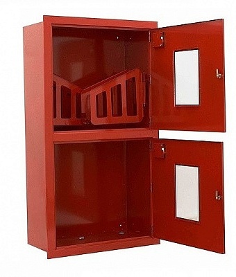 Шкаф для пожарного крана ШПК-320-12ВОК (встроенный, открытый, красный) эконом, фото